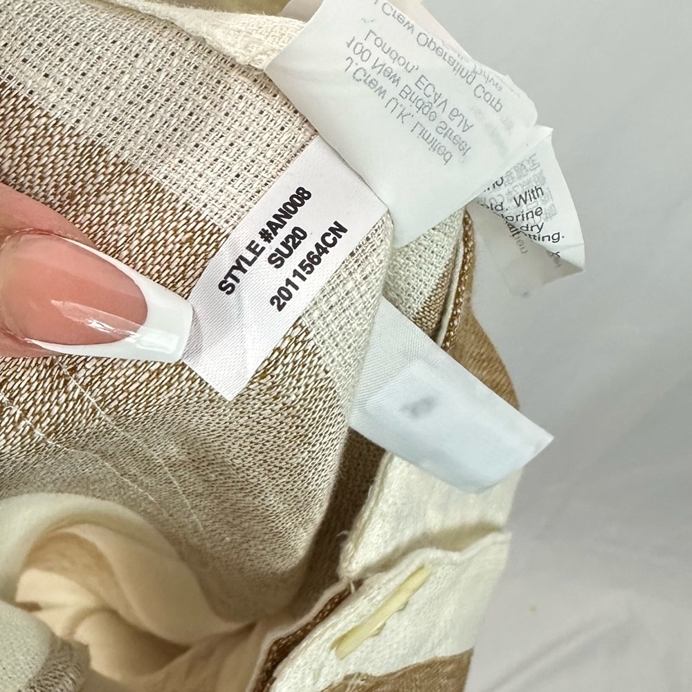 J CREW Tan and white linen pants size 2 - Picture 7 of 8